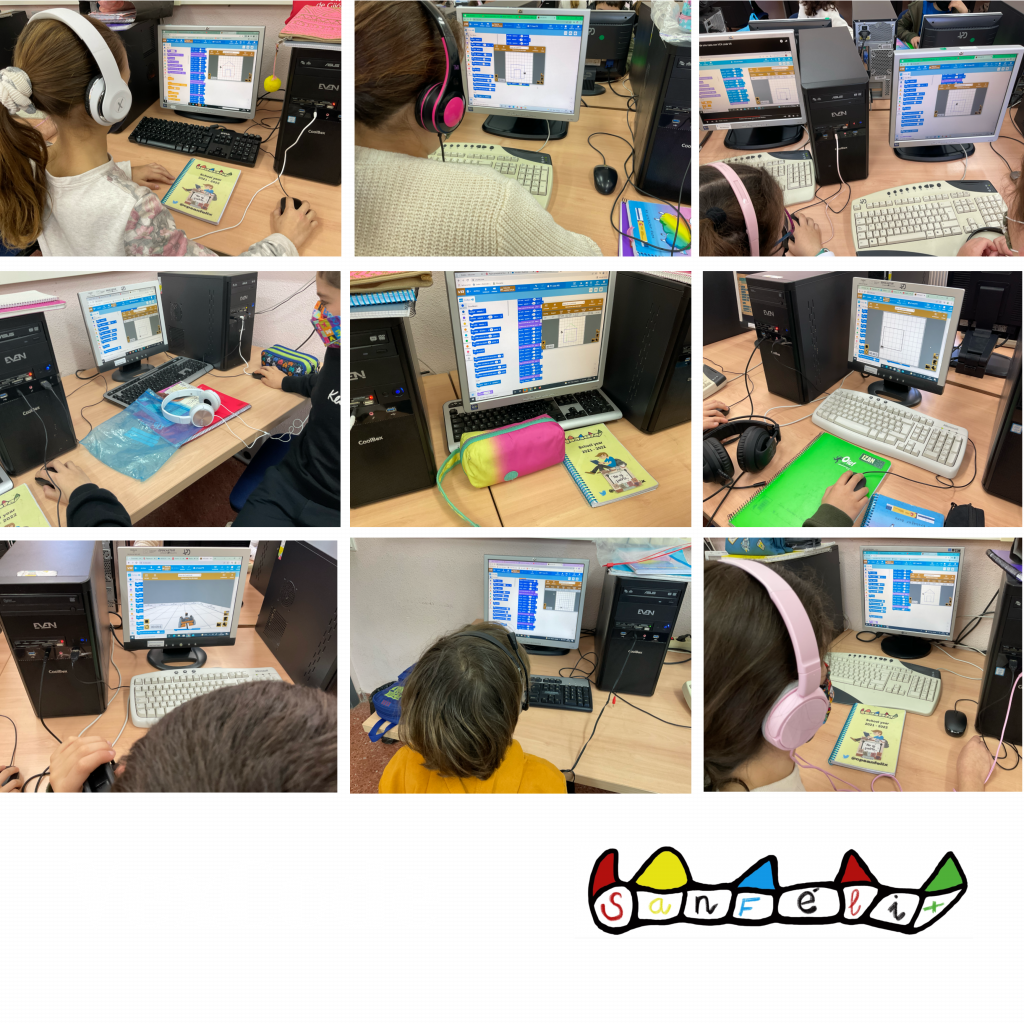 Estudiantes dibujando una casa con VexCode