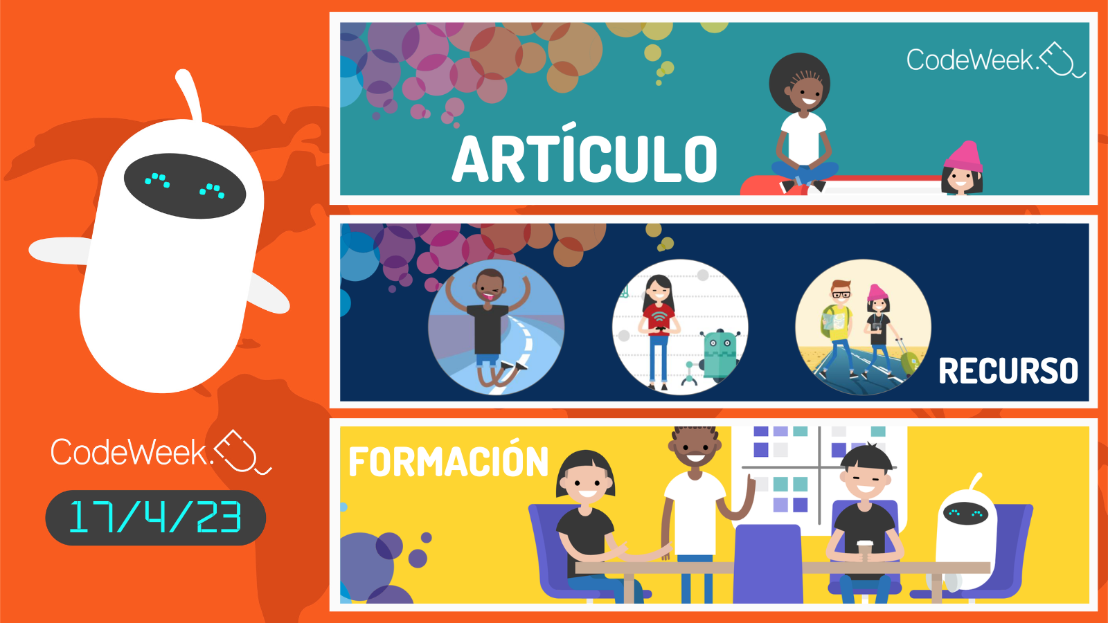 Grafismo contenidos inspiradores Code Week: artículo, recurso y formación