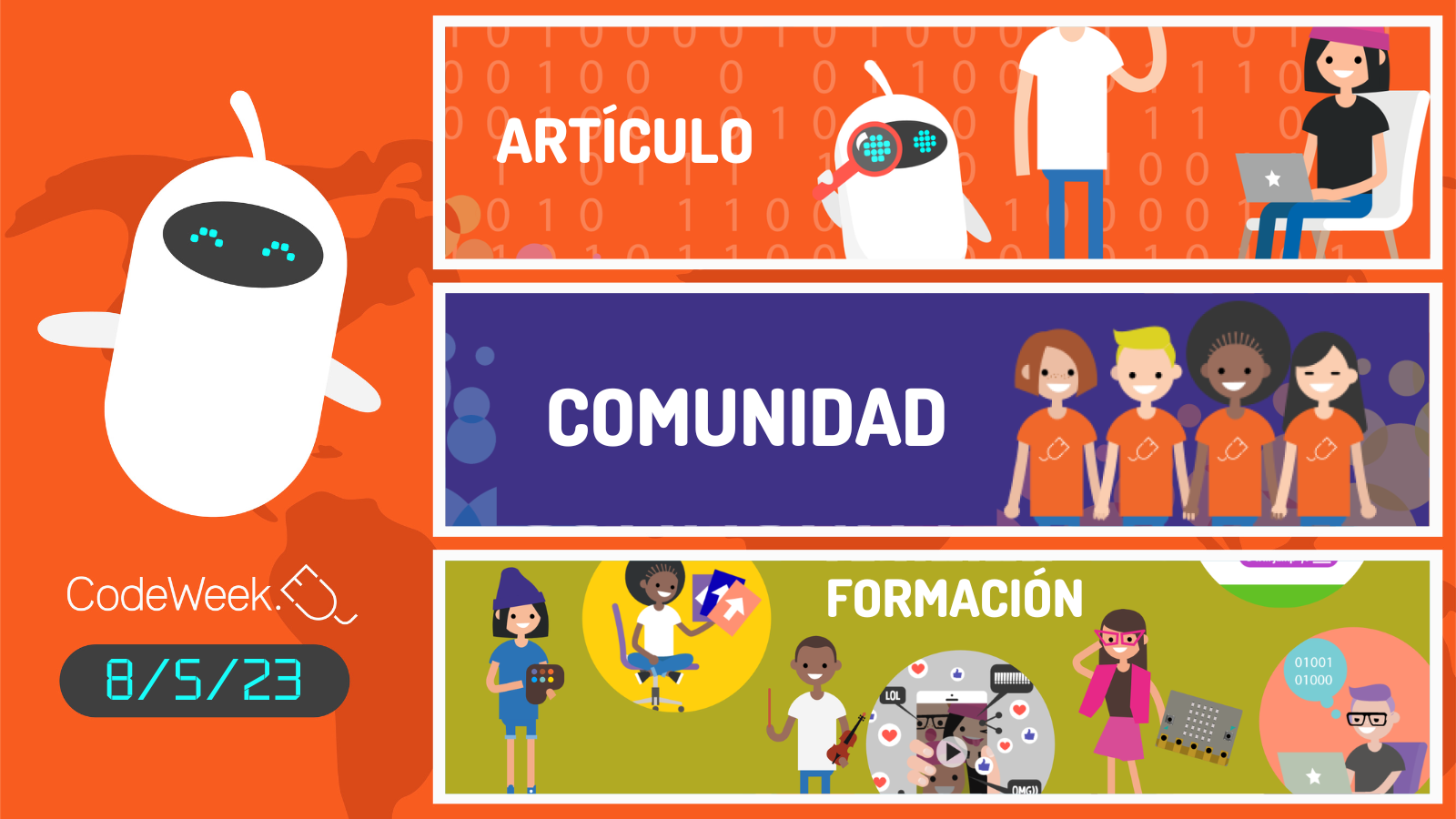 Grafismo contenidos inspiradores 8/05/2023 (artículo, comunidad y formación)