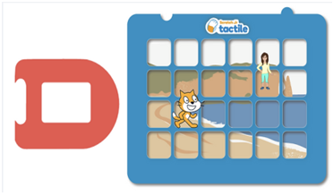 Imagen 16. Cambia el fondo, en la actividad “crea una historia” con Scratch Junior Tactile. Fuente: Sistema THEAD, Scratch Junior Tactile.