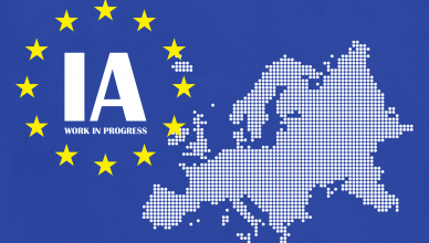 Grafismo del mapa de europa y la integración de la IA
