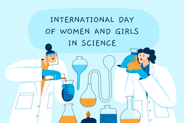 Una mujer y una niña en un laboratorio