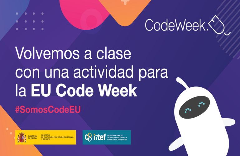 grafismo del Nooc Volvemos a clase con una actividad para la EU Code Week