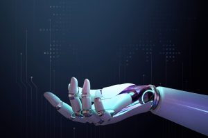 Grafismo de una mano robótica - inteligencia artificial